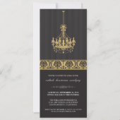 Chandelier Cocktail Party Invite (schwarz/gold) Einladung (Vorderseite)