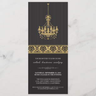 Chandelier Cocktail Party Invite (schwarz/gold) Einladung