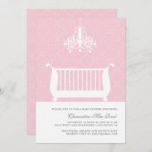 Chandelier Crib Baby Girl Dusche Einladung (Vorne/Hinten)