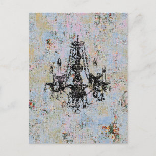Chandelier Elegance ~ Postcard Vintag Französisch Postkarte