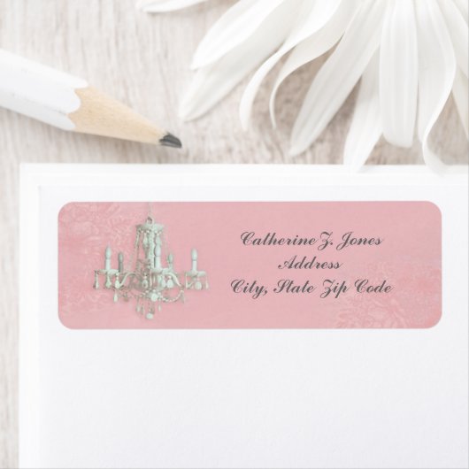 Chandelier Elegante Chic Address Label - Rosa (Insitu)