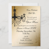 Chandelier Gold elegante Corporate Party Einladung (Vorderseite)