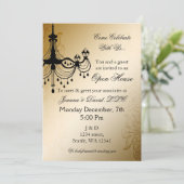 Chandelier Gold elegante Corporate Party Einladung (Stehend Vorderseite)