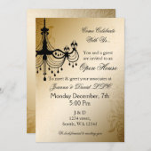 Chandelier Gold elegante Corporate Party Einladung (Vorne/Hinten)