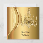 Chandelier Gold Elegantes Party Einladung (Vorderseite)