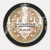 Chandelier Gold Wedding Siegel Runder Aufkleber (Vorderseite)