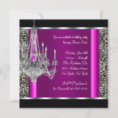 Chandelier Hot Pink Leopard Geburtstagsparty Einladung (Rückseite)