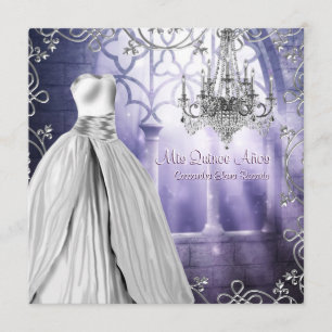 Chandelier Lavender Lila Quinceanera Einladung