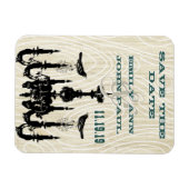 Chandelier Love Birds Wood Grain Save the Date Magnet (Horizontal)