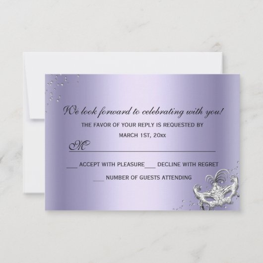 Chandelier Masquerade Lila Quinceanera UAWG Einladung (Rückseite)