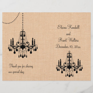 Chandelier on Burlap Wedding Program
