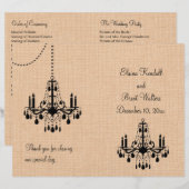 Chandelier on Burlap Wedding Program (Vorne/Hinten)