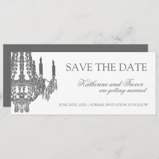 Chandelier Save the Date Hochzeitseinladung (Vorne/Hinten)