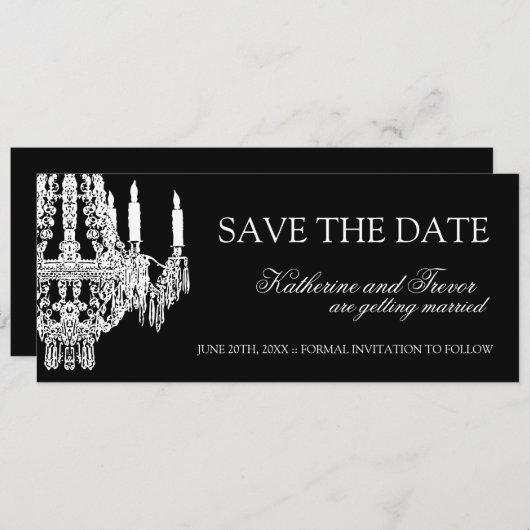 Chandelier Save the Date Hochzeitseinladung (Vorne/Hinten)