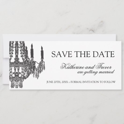 Chandelier Save the Date Hochzeitseinladung (Vorderseite)