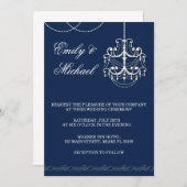Chandelier Wedding Invitation Blue Einladung (Vorne/Hinten)