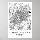 Chandigarh Map Poster| Punjab| Indien Poster (Vorne)