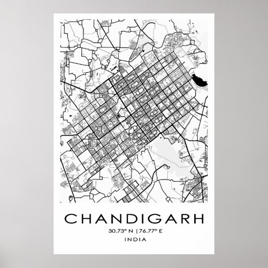 Chandigarh Map Poster| Punjab| Indien Poster (Vorne)