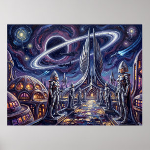 Chandilar Sternennacht Comic-Kunst Landschaft Poster