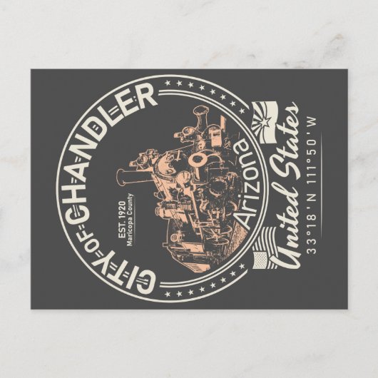 CHANDLER ARIZONA - LOCOMOTIVE - EISENBAHN POSTKARTE (Vorderseite)