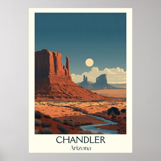 Chandler Arizona Retro Travel Poster | Vintage Rot (Vorne)