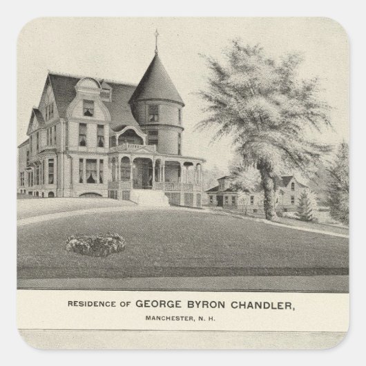 Chandler residence, Manchester, NH Quadratischer Aufkleber (Vorderseite)