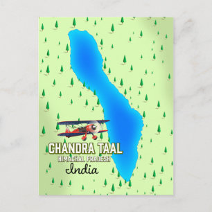 Chandra Taal Himachal Pradesh Indian Lake Map Postkarte