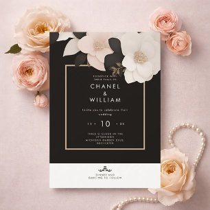 Chanel-inspirierte Blütenhochzeit Einladung