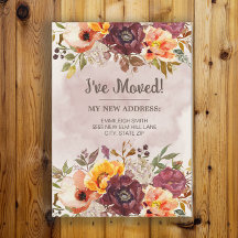 Change Address Herbst Burgundy Orange Floral