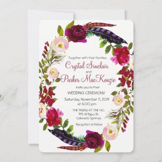 CHANGE FARBE - Einladung zur Hochzeit von Burgund- (Vorderseite)