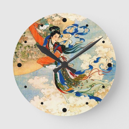 Chang'e fliegt zum Mond Runde Wanduhr (Vorderseite)