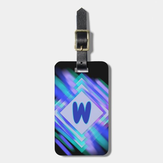 Change Initial, Soft Blue Aqua Diamonds Gepäckanhänger (Vorderseite vertikal)