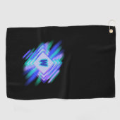 Change Initial, Soft Blue Aqua Diamonds Golfhandtuch (Horizontal)