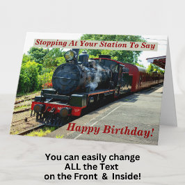 Change Name Steam Train Men Man Happy Birthday Karte