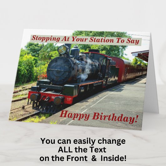 Change Name Steam Train Men Man Happy Birthday Karte
