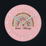 Change Name Text Leopard Spots Print Rainbow Pink  Runde Wanduhr<br><div class="desc">Add the name or other text on this Leopard Rainbow Pillow</div>
