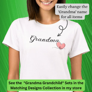 Change Name / Title Grandma Heart Matching Baby T-Shirt