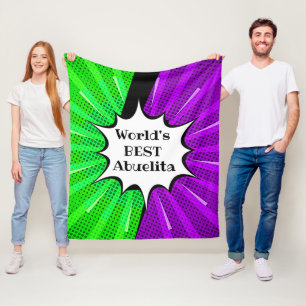 Change Name World Best Abuelita Green Lila Comic Fleecedecke