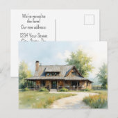Change of Address Farmhouse Watercolor Style Postkarte (Vorne/Hinten)