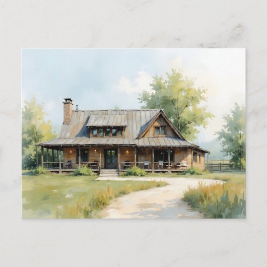 Change of Address Farmhouse Watercolor Style Postkarte (Vorderseite)