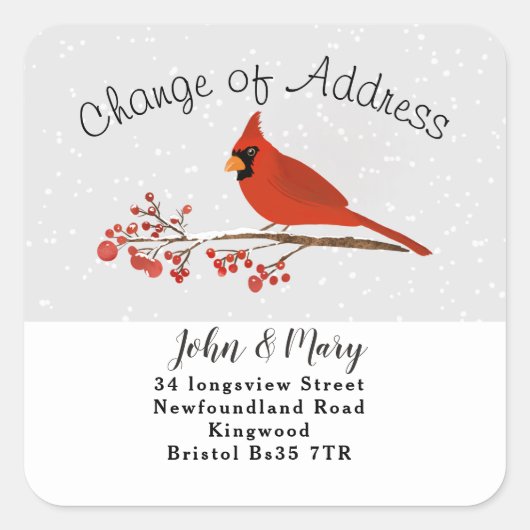 Change of Address sticker cardinal (Vorderseite)