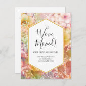 Change Of Address Watercolor Flowers Postcard Postkarte (Vorne/Hinten)