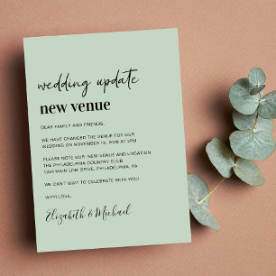Change of Plans New Venue Sage Wedding Update Ankündigung