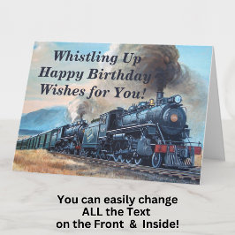 Change Text Add Names Steam Train Happy Birthday Karte