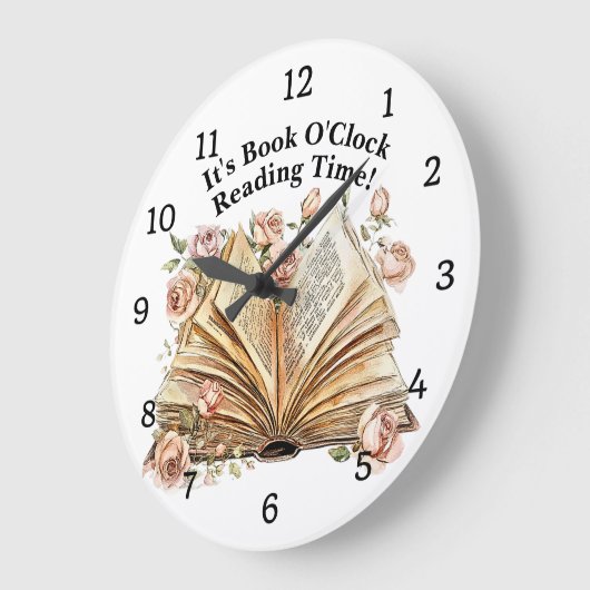 Change Text - It's Book O'Clock Reading Time Große Wanduhr (Winkel)