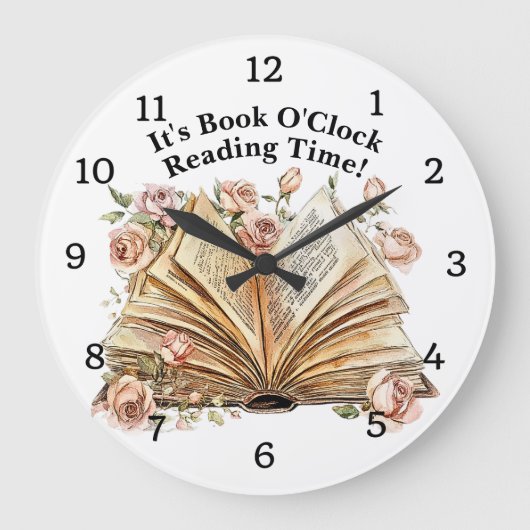 Change Text - It's Book O'Clock Reading Time Große Wanduhr (Vorderseite)