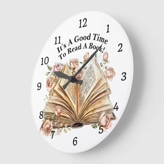 Change Text - It's Good Time To Read A Book Große Wanduhr (Winkel)