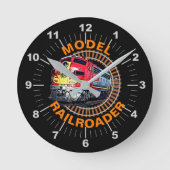 Change Text Model Railroader Red Yellow Diesel Thr Runde Wanduhr (Vorderseite)