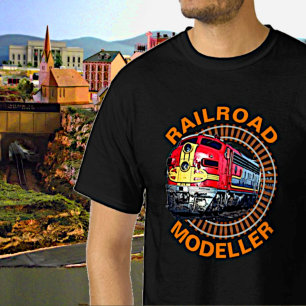 Change Text Railroad Modeller Red Yellow Diesel T-Shirt