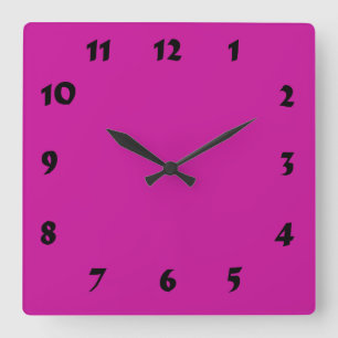 Changeable Numbered Hot Pink Clock Quadratische Wanduhr